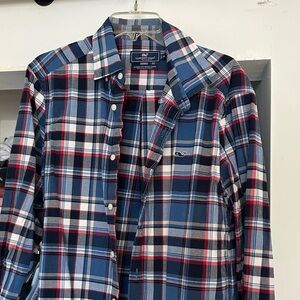 Vineyard Vines Men's Blue Plaid Button-Down Shirt medium